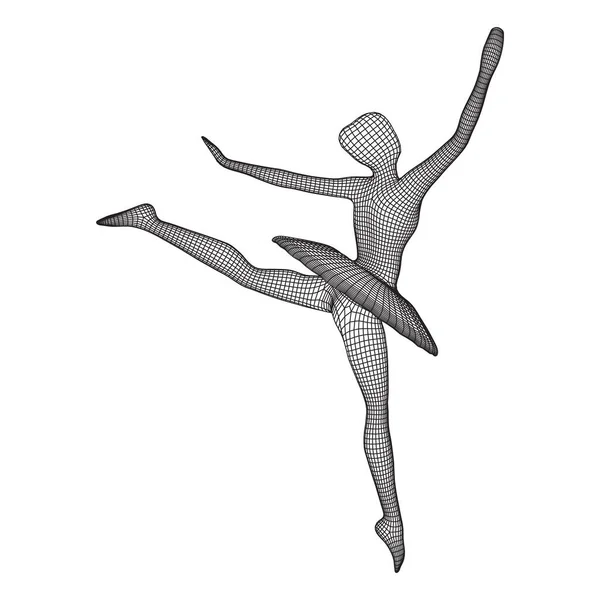 Ballerine Dansante Femme Danseuse Ballet Classique Illustration Vectorielle Faible Maille — Image vectorielle