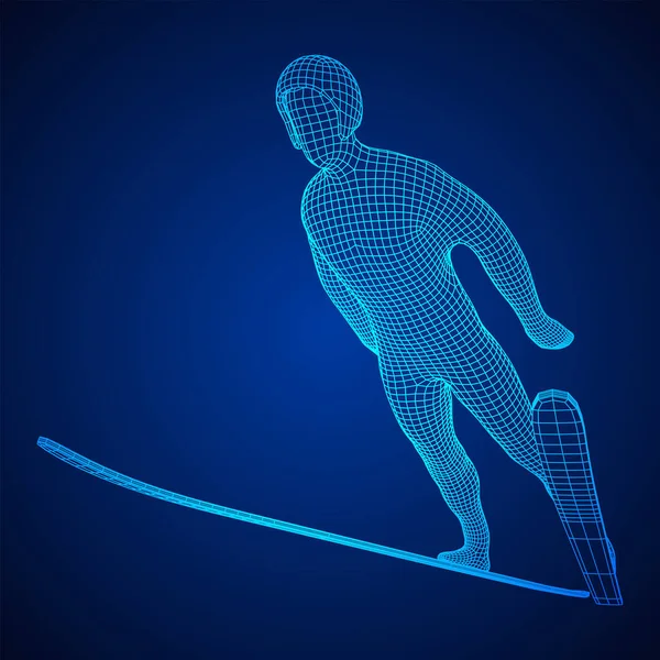 Αθλητής Του Σκι Wireframe Απεικόνιση Φορέων Χαμηλού Πολυ Πλέγματος — Διανυσματικό Αρχείο