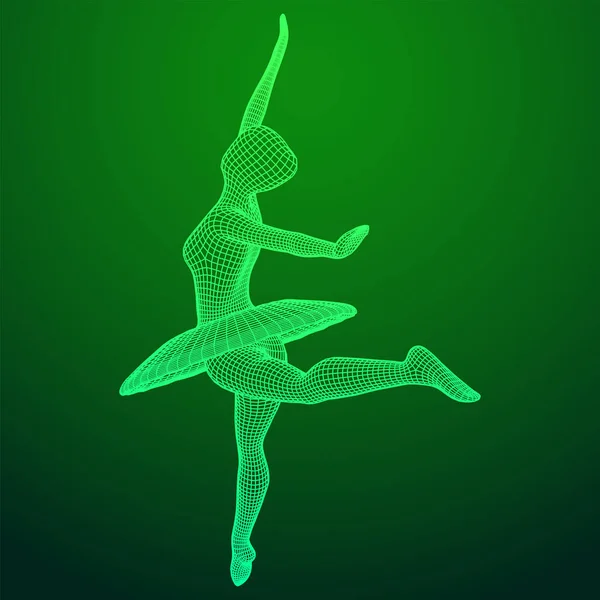 Ballerine Dansante Femme Danseuse Ballet Classique Illustration Vectorielle Faible Maille — Image vectorielle