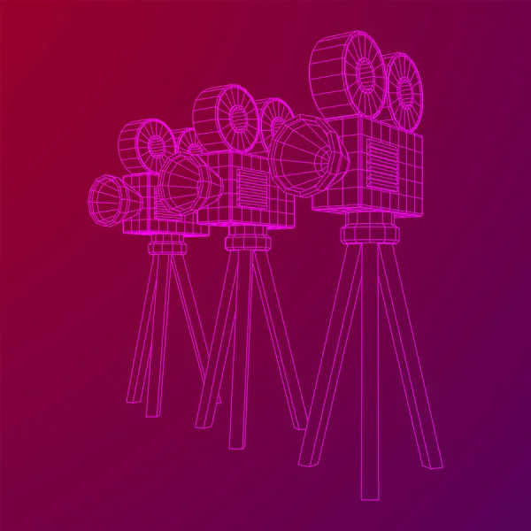 Proyector Cámara Poligonal Hora Del Cine Muestra Concepto Festival Cine — Vector de stock