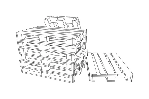 Cargo Pallet Warehouse Logistics Shipping Concept Wireframe Low Poly Mesh — Stock Vector