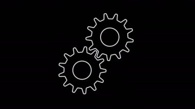 İki Dişli Düz Döndürme simgesi. Soyut Çalışma Süreci. Clockwork dişli makineleri çalışıyor. Takım çalışması İş ve Teknoloji Konsepti. 4K FullHD ve HD görüntülerinde kullanılabilir