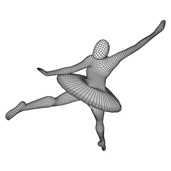 Ballerine Dansante Femme Danseuse Ballet Classique Illustration Vectorielle Faible Maille — Image vectorielle