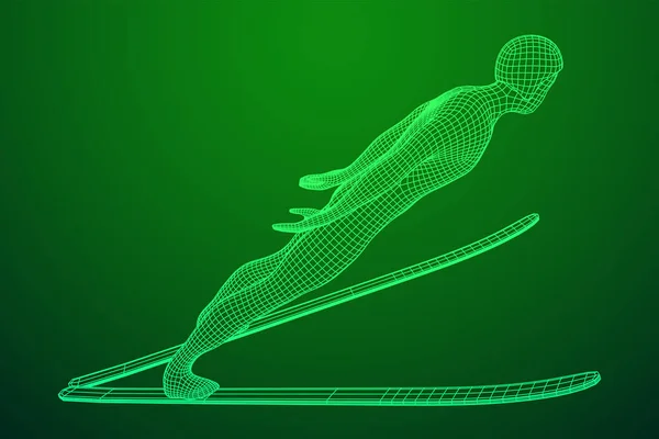 Αθλητής Του Σκι Wireframe Απεικόνιση Φορέων Χαμηλού Πολυ Πλέγματος — Διανυσματικό Αρχείο