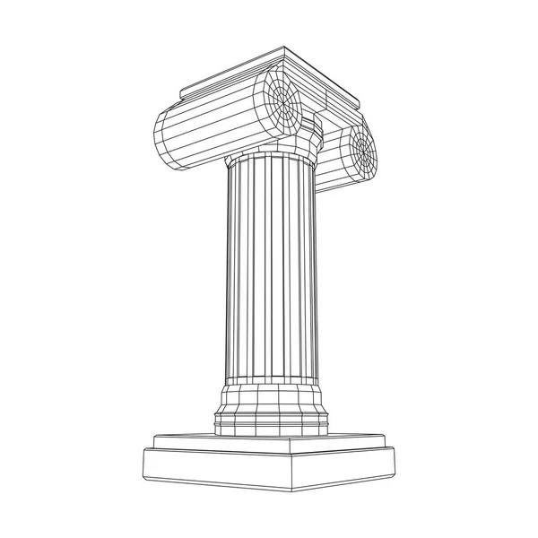 Грецька Іонічна Колона Стародавні Колони Старовинний Архітектурний Декор Wireframe Low — стоковий вектор