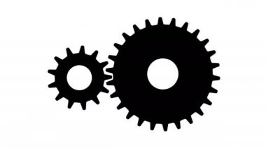 İki Dişli Düz Döndürme simgesi. Soyut Çalışma Süreci. Clockwork dişli makineleri çalışıyor. Takım çalışması İş ve Teknoloji Konsepti. 4K FullHD ve HD görüntülerinde kullanılabilir