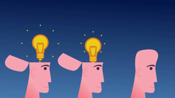 Businessman Lightbulb Open Head Good Idea Concept Motion Graphic Video — Stock Video
