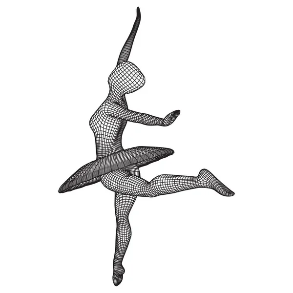 Bailarina Dançarina Mulher Dançarina Clássica Balé Wireframe Baixo Poli Malha — Vetor de Stock