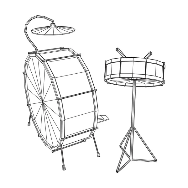 Набор Музыкальных Инструментов Барабанная Установка Рок Группы Ударные Музыкальные Инструменты — стоковый вектор