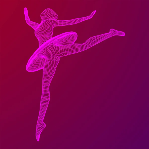 Bailarina Dançarina Mulher Dançarina Clássica Balé Wireframe Baixo Poli Malha —  Vetores de Stock