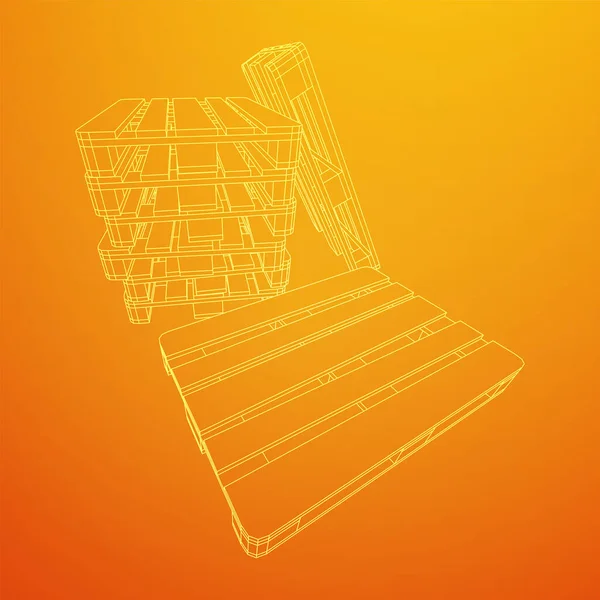 Depo için kargo paleti. Lojistik nakliye konsepti. Kablo çerçevesi düşük poli ağ vektör çizimi.