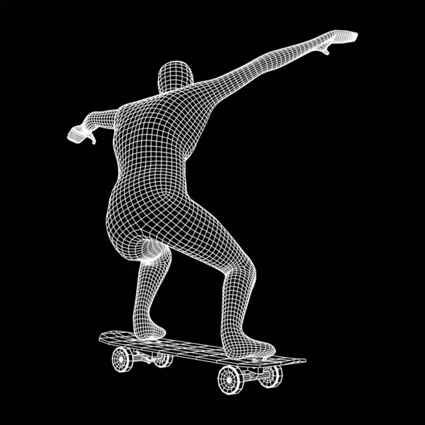 Pattinatore facendo salto trucco su skateboard — Vettoriale Stock