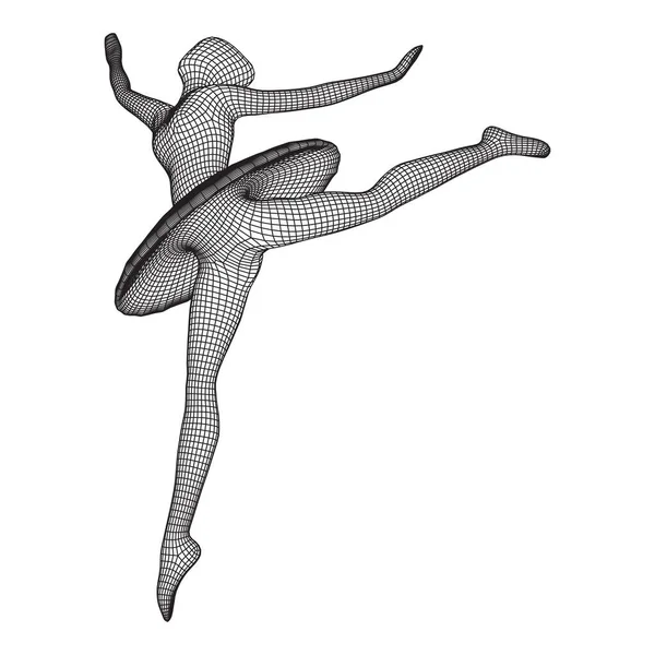 Dansende Ballerina Klassisk Balletdanser Wireframe Lav Poly Mesh Vektor Illustration – Stock-vektor