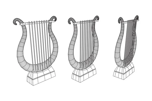 Instrumento Musical Antiguo Lira Arpa Concepto Musical Ilustración Vectores Malla — Archivo Imágenes Vectoriales