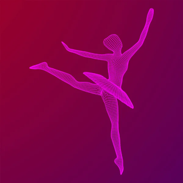 Bailarina Dançarina Mulher Dançarina Clássica Balé Wireframe Baixo Poli Malha —  Vetores de Stock