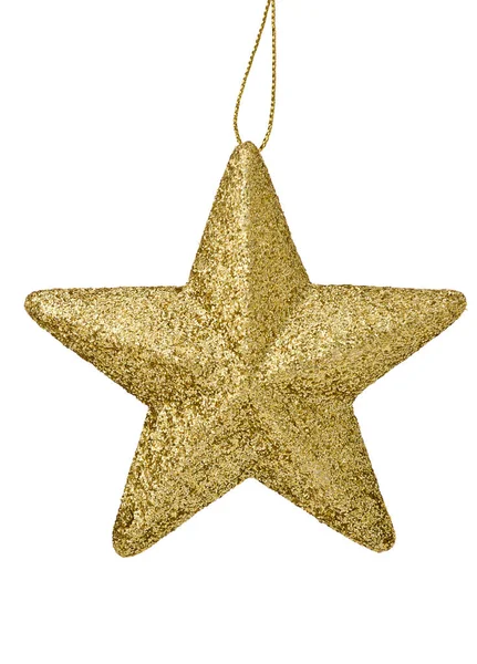 Estrela de Natal de ouro isolado no branco — Fotografia de Stock