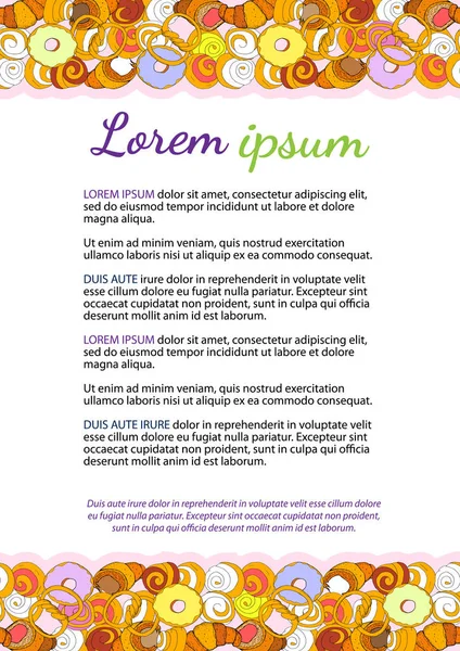 Fırın elle çizilmiş illüstrasyon. Ekmek ve hamur işi şablonu. Tasarımınız için duyurular, kartpostallar, posterler, restoran menüleri.