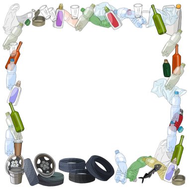 Çöp farklı türde. Kare kare. Eko kavramı