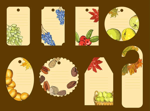 Серія Етикеток День Подяки Сезонних Свята Осені Свято Святкування — стоковий вектор