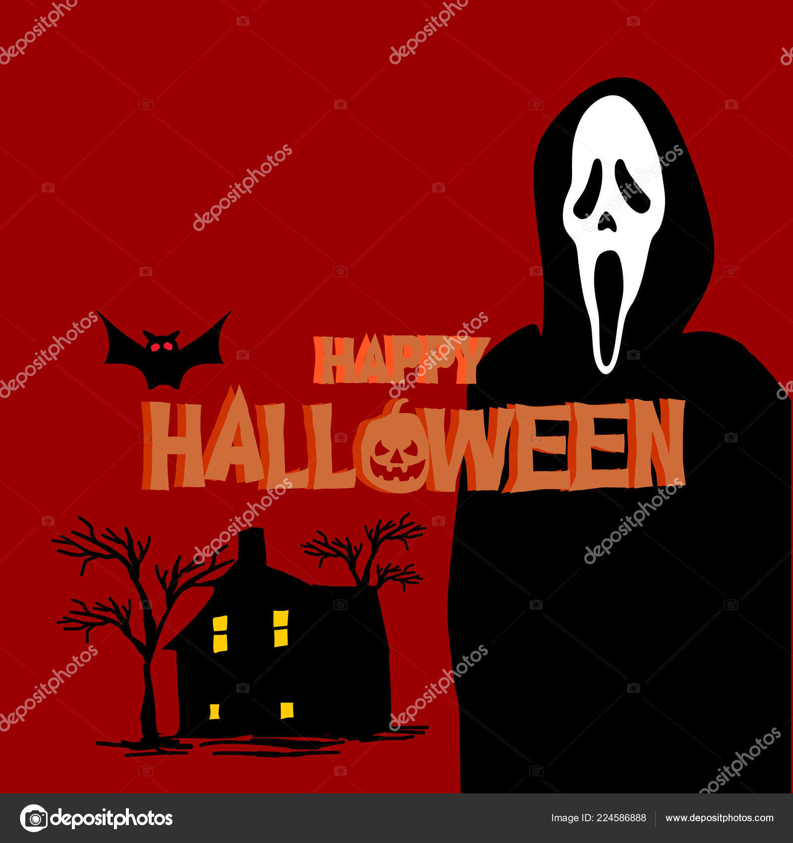 Cara assustadora de abóbora de halloween ou modelo de design de banner  fantasma