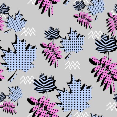 Memphis trendy sonbahar çiçek desenli arka plan