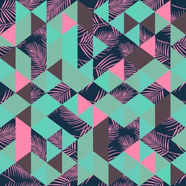 Hippi moda dikişsiz desen üçgen ve yaprakları ile