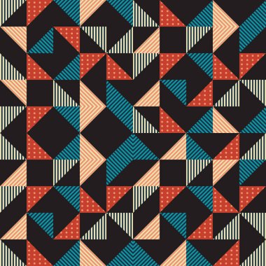 Memphis üçgen Dikişsiz desen arka plan renkli vintage tarzı ile.