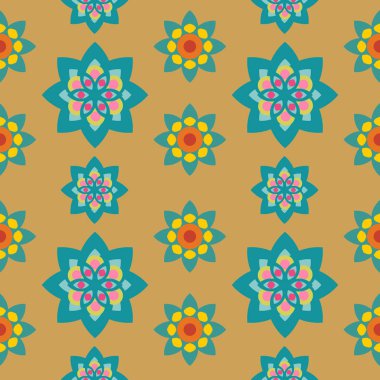 Sorunsuz çiçek mandala tasarım punchy pastel renkler ile.