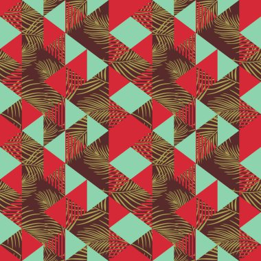 Palmiye desen üçgen geometrik arka plan ile bırakır.