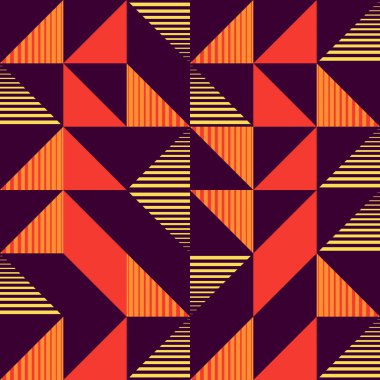Üçgen memphis trendy hippi tarzı arka plan ile seamless modeli. Renkli alışılmadık şekli geometrik vektör çizim.