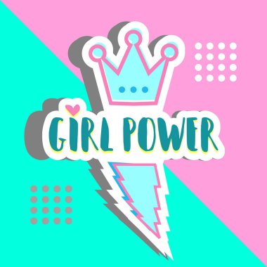 Kız güç banner tasarımı memphis trendy punchy pastel renkler.