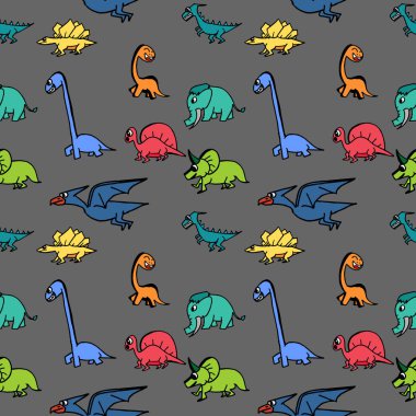 Çocuklar ve çocuk için şirin moda dikişsiz dinozor el çekilmiş.