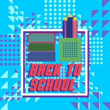 Geri okul vintage geometrik trendy afiş arka plan için.