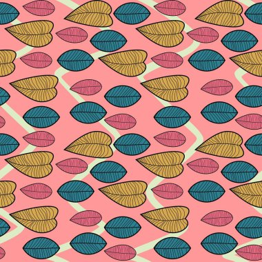 Açık kahverengi ve beyaz dalgalı renkli seamless modeli gölgelendirme yaprakları