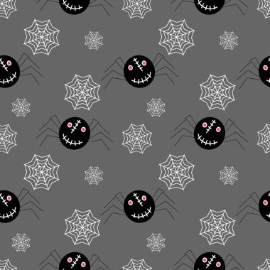 Bebek ve çocukların renkli moda ve tekstil baskı için komik hayalet ile Seamless Cadılar Bayramı yaratıcı modeli. Vektör çizim sevimli korkunç canavar.