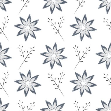 Popüler çocuklar çiçek Dikişsiz desen vektör çizim arka plan duvar kağıdı ve tekstil baskı için çizim. Bebek moda İskandinav tarzı çok renkli harika handdrawn için iyi.