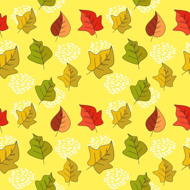 Dikişsiz sonbahar yaprakları desen parlak renk düzeni ile çok renkli.