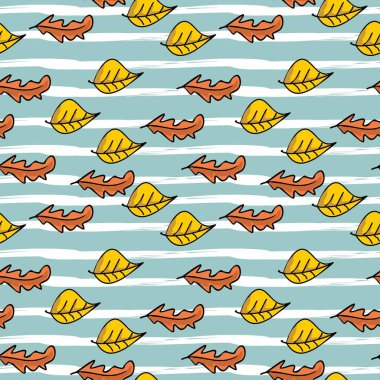 Desen renkli elle çizilmiş stiliyle yaprak