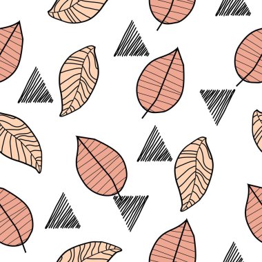 Elle çizilmiş sonbahar vintage desen üçgen ve yaprak ile