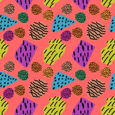 Son moda renkli hipster elle çizilmiş desen tasarım arka plan.