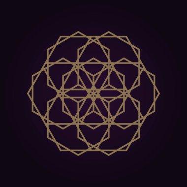 Mandala kutsal geometri altın renk soyut desen vektör çizim