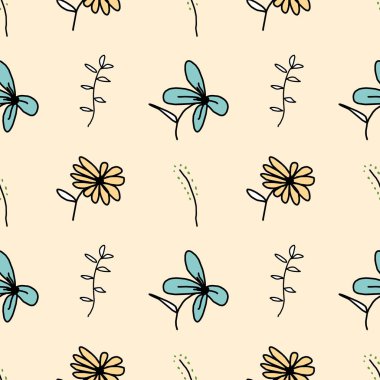 Vintage el çekilmiş çiçek seamless modeli moda yazdırma vektör çizim için hazır.