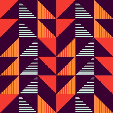 Memphis trendy hippi tarzı arka plan ile üçgen seamless modeli.