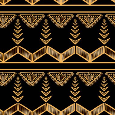 Altın Aztek el çekilmiş seamless modeli