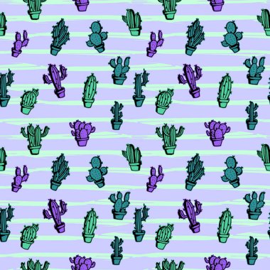 Kaktüs seamless modeli pastel antika arka plan.