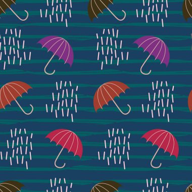 Sonbahar yağmur şemsiye seamless modeli ile el çekilmiş
