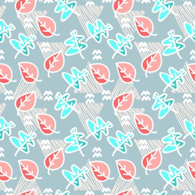 Desen renkli elle çizilmiş stiliyle yaprak