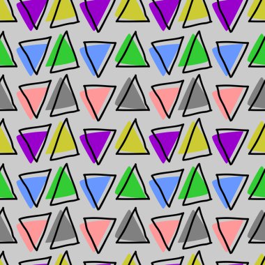 Üçgen soyut renkli el çizilmiş desen.