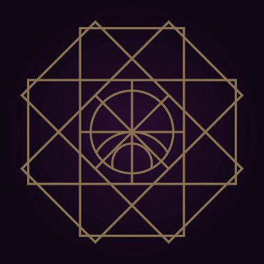 Mandala kutsal geometri altın renk soyut desen vektör çizim