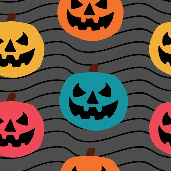 Abóbora Halloween Monstro Bonito Moda Com Estilo Infantil Multicolor Vetor — Vetor de Stock